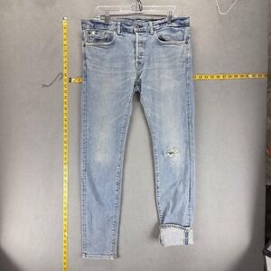 Edwin Jeans Mens 33x32 Blue Selvedge ESC32M Made in Japan Light Wash Button Fly